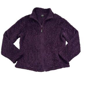 Early Winters Purple Textured Faux Fur/Fleece Full Zipper Jacket Women's Size XL